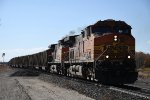 Loaded coal train eases east pout of the siding